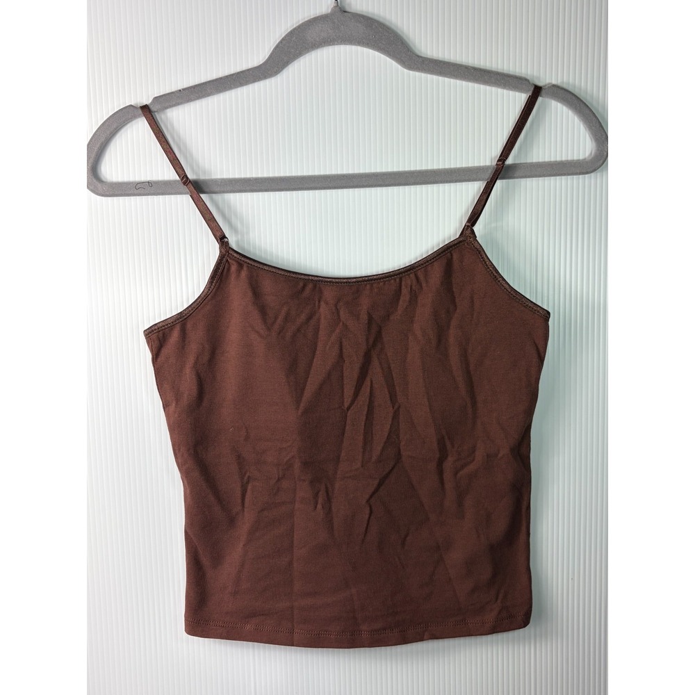 Ambiance Womens Brown Cami Tank Top Built In Shelf Bra Adjustable Strap Small